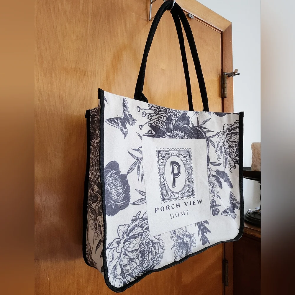 Porch View Home.Floral Tote Bag